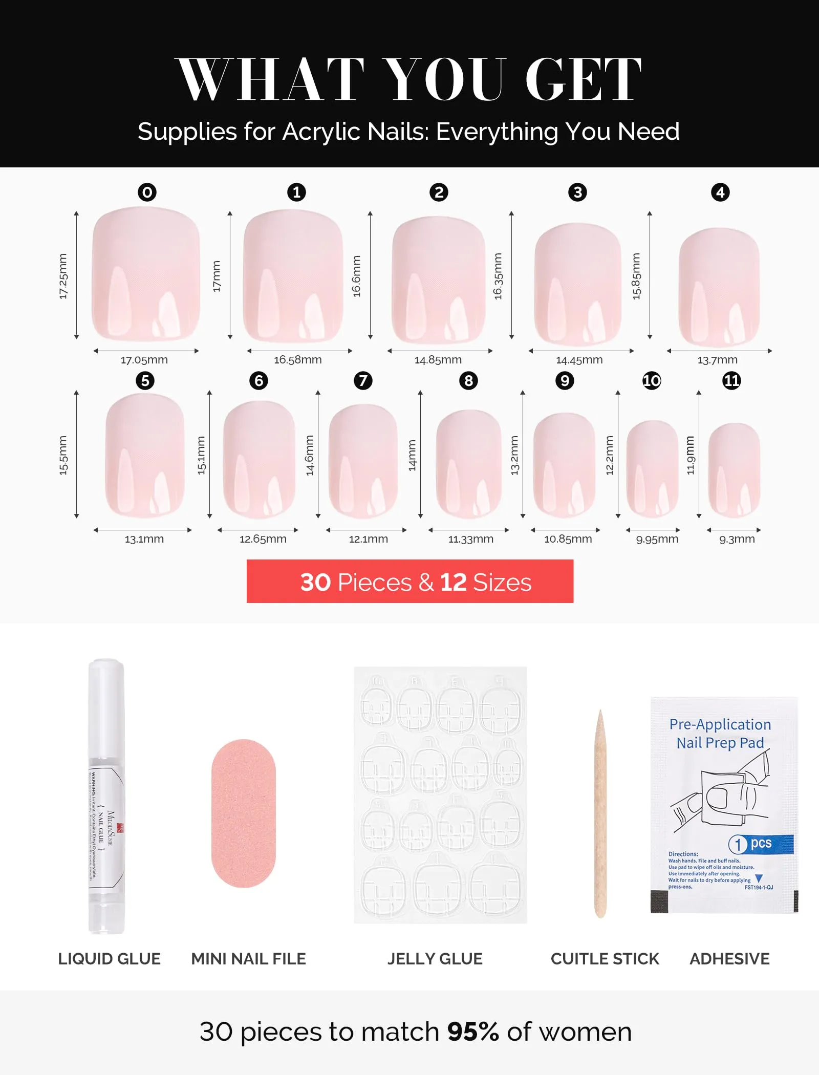 Acrylic Press On Nails - Short Square Pink Ombre (US ONLY)