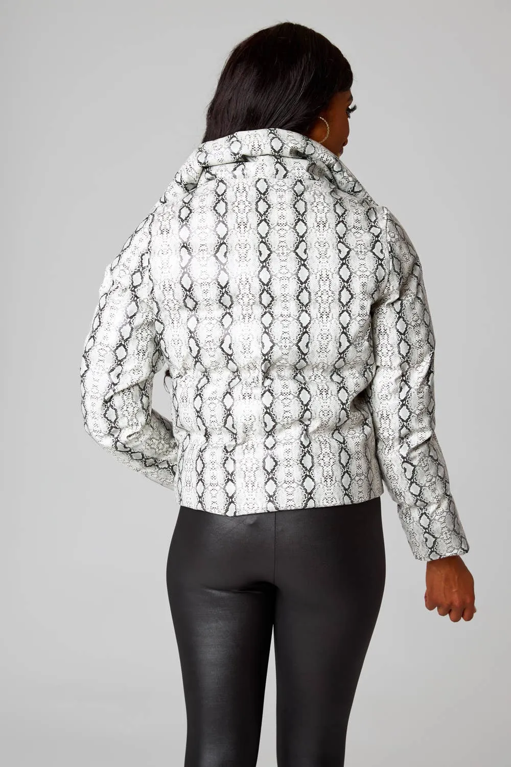 Addison White Snake Puffer Jacket