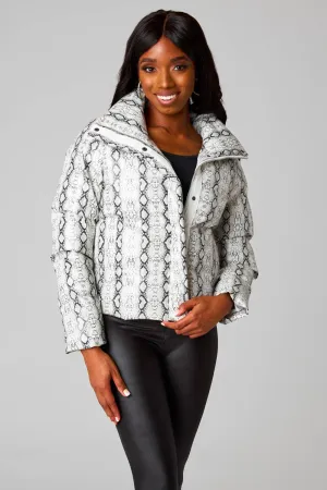 Addison White Snake Puffer Jacket