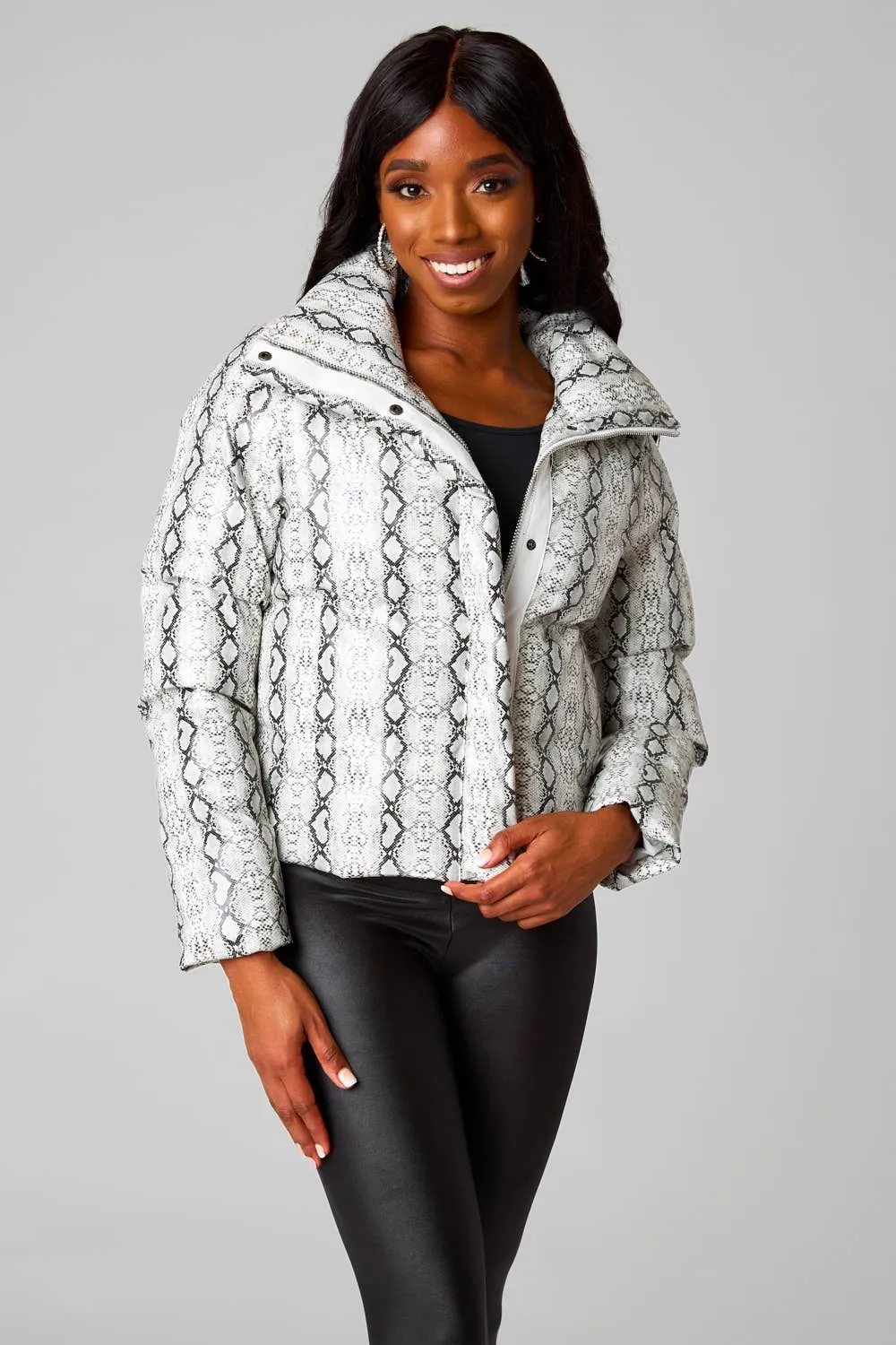 Addison White Snake Puffer Jacket