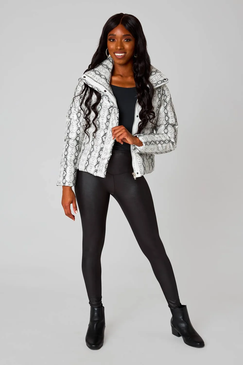 Addison White Snake Puffer Jacket