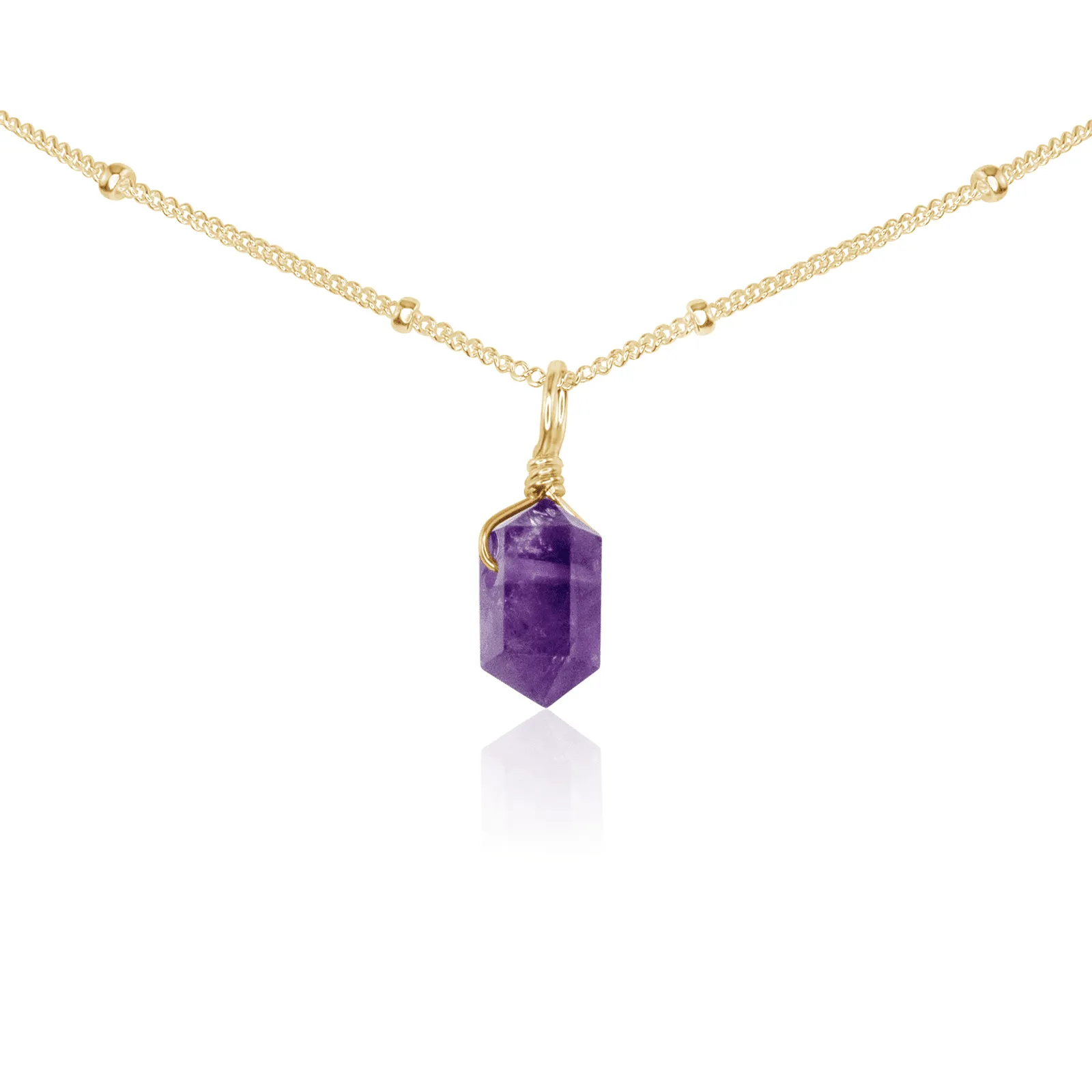Amethyst Mini Double Terminated Crystal Point Pendant Choker Necklace
