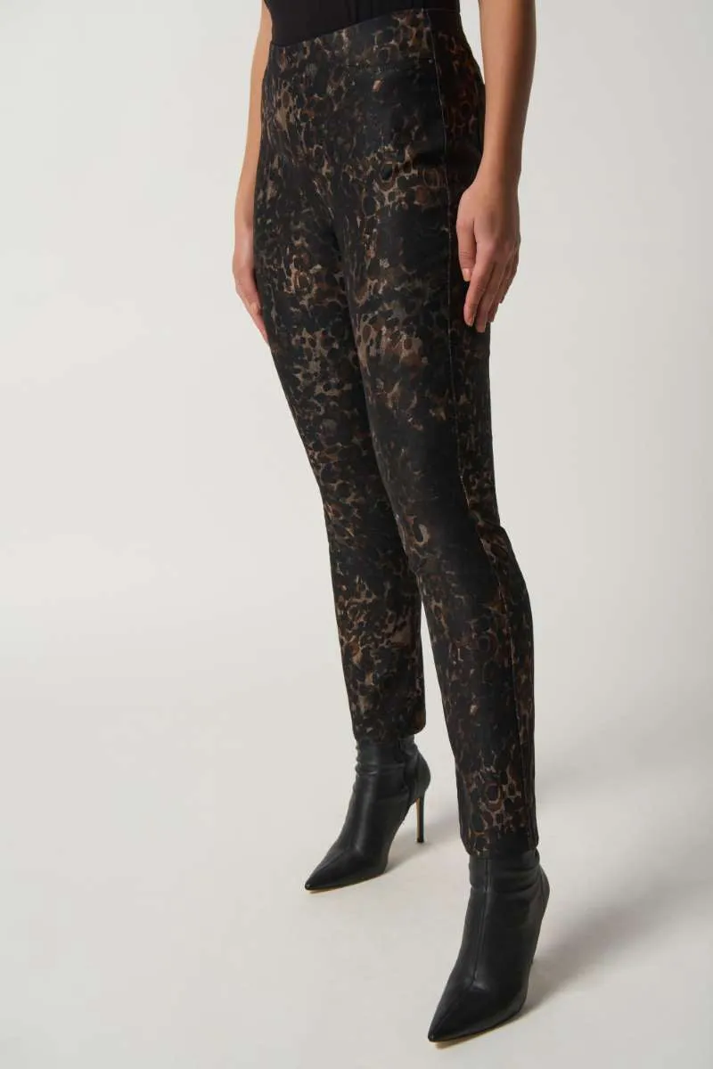 Animal Print Slim-Fit Jeans in Brown/Black 233915 by Joseph Ribkoff