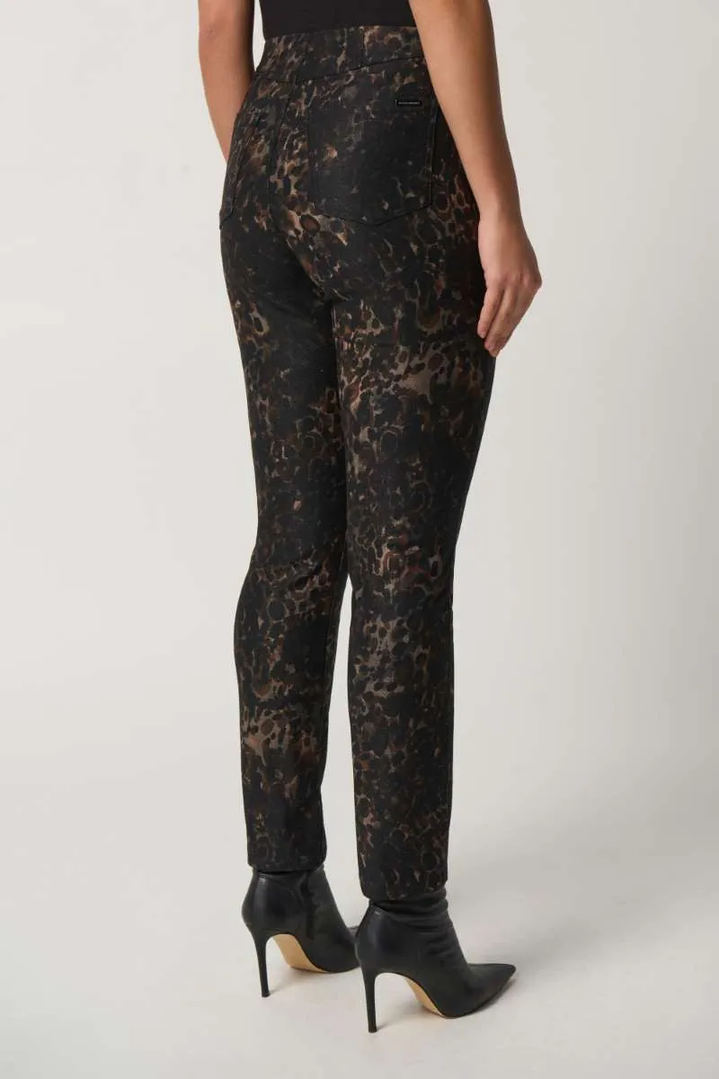 Animal Print Slim-Fit Jeans in Brown/Black 233915 by Joseph Ribkoff