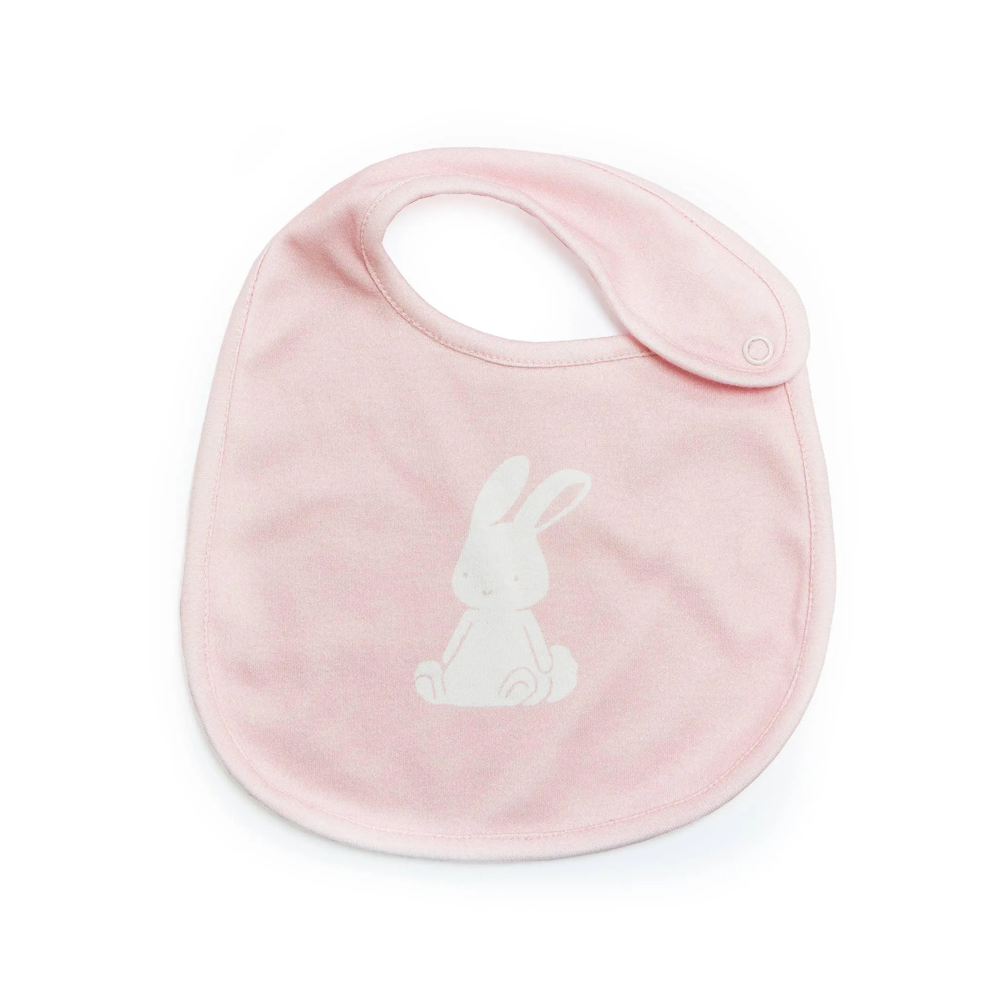 Baby Bib | Blossom's Organic Reversible Bib- Pink | Bunnies by the Bay