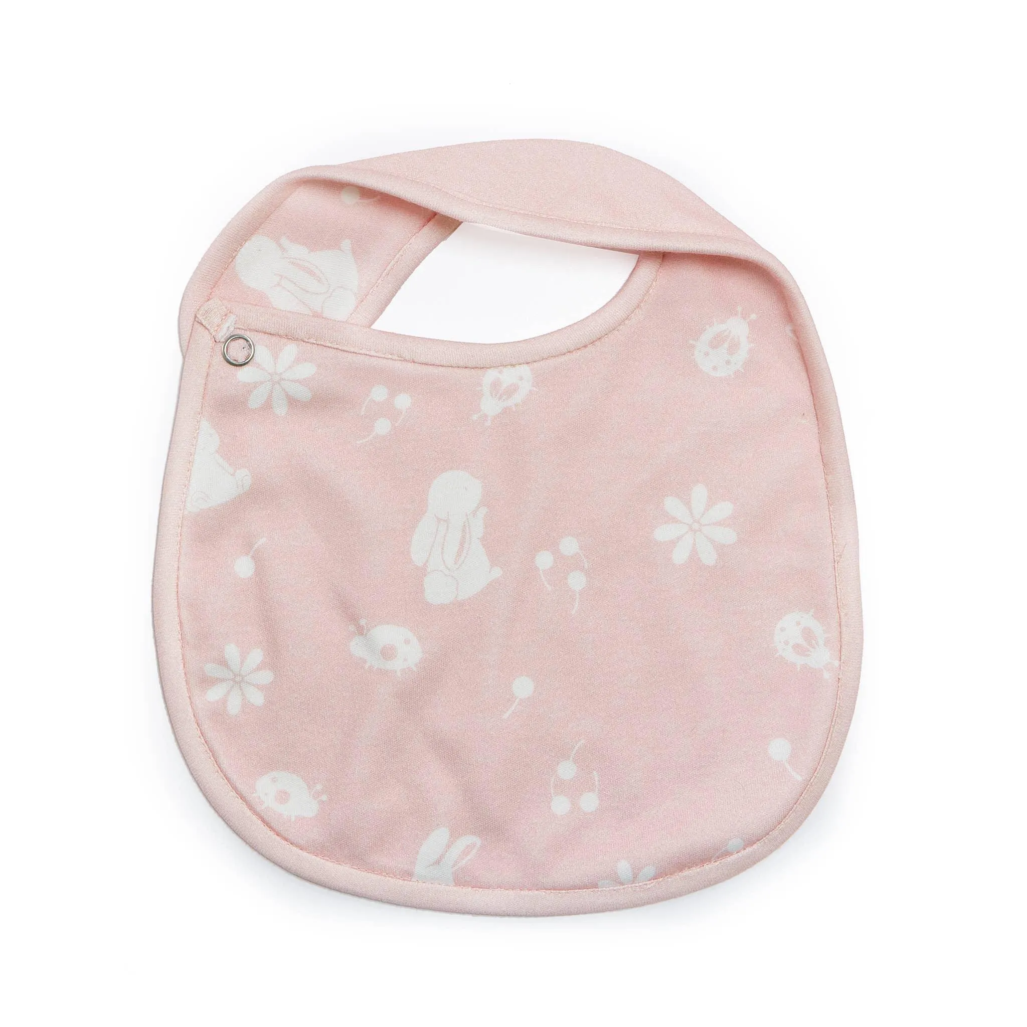 Baby Bib | Blossom's Organic Reversible Bib- Pink | Bunnies by the Bay