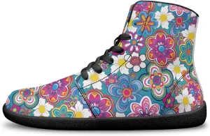 Binienty Wide Width Barefoot Shoes Men Women PU High Top Lace-up Cross-Trainer Sneakers Non Slip Flats