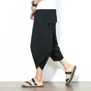 Black Drawstring Cropped Pants