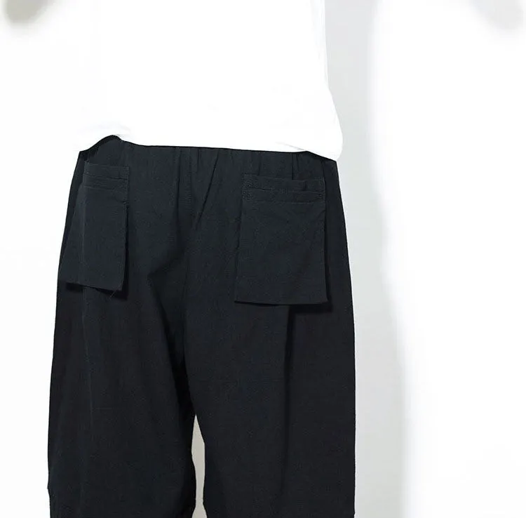 Black Drawstring Cropped Pants