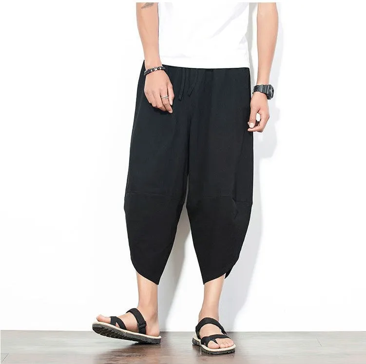 Black Drawstring Cropped Pants