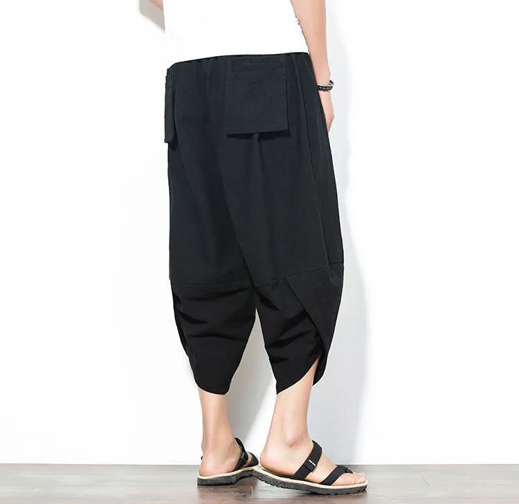 Black Drawstring Cropped Pants