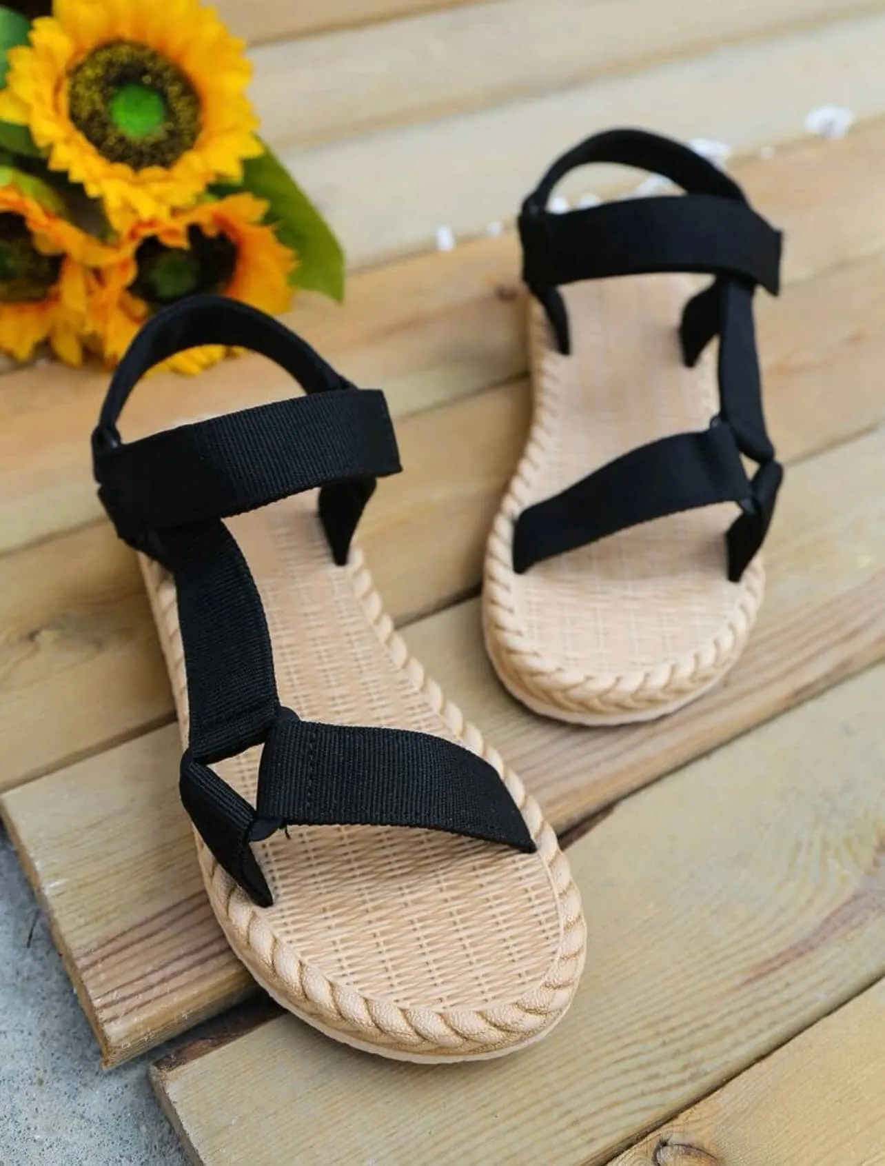 Black Strap Sandals