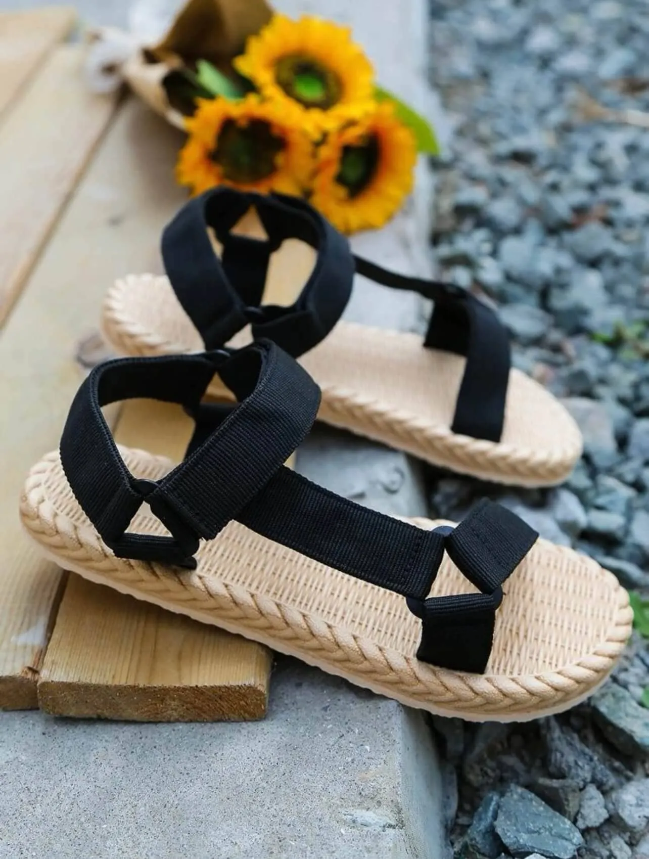 Black Strap Sandals