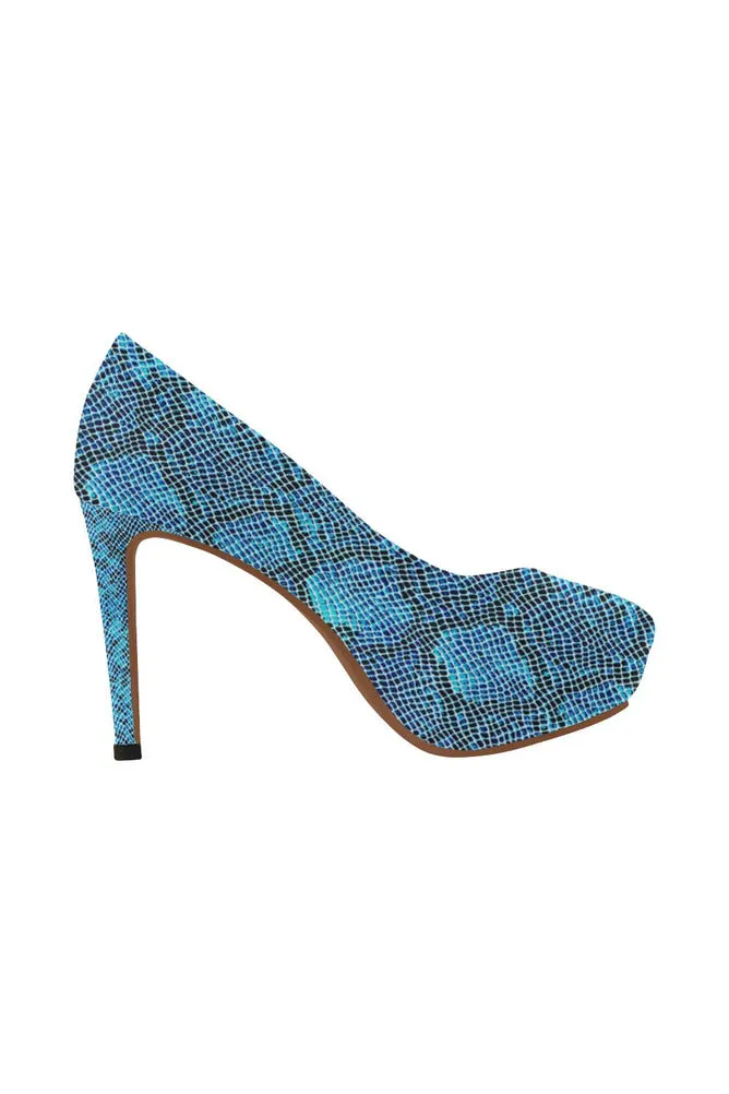 Blue Snakeskin Women's High Heels
