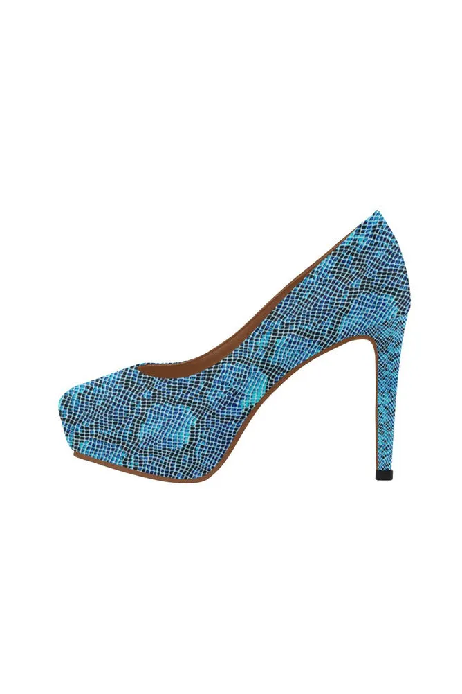 Blue Snakeskin Women's High Heels