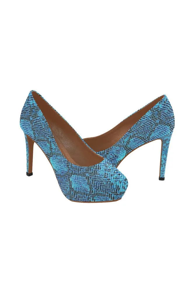 Blue Snakeskin Women's High Heels