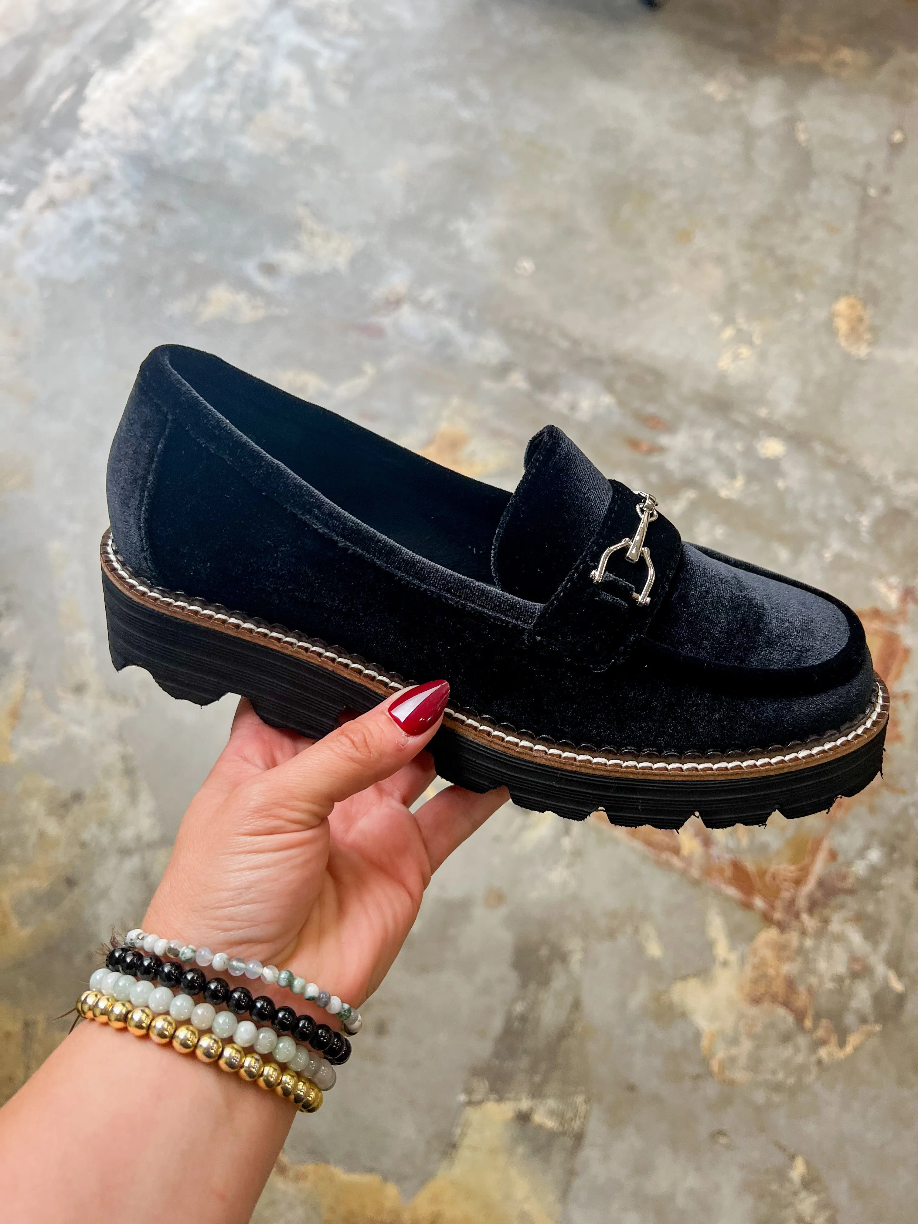 Brownie Points Corky Loafers-Black Velvet Only