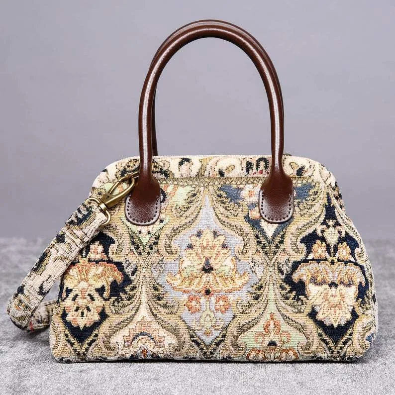 Carpet Handbag Golden Age Navy