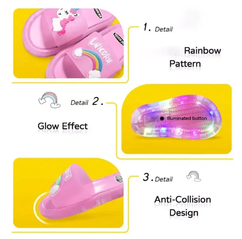 Children's Lighted Slippers with a Unicorn Design for Boys and Girls