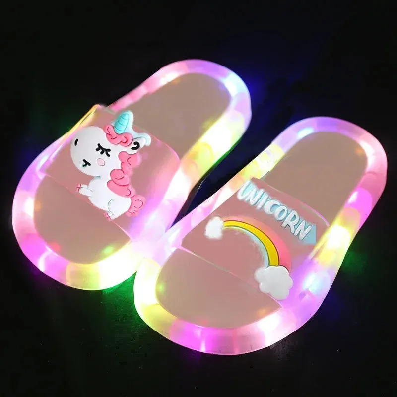 Children's Lighted Slippers with a Unicorn Design for Boys and Girls