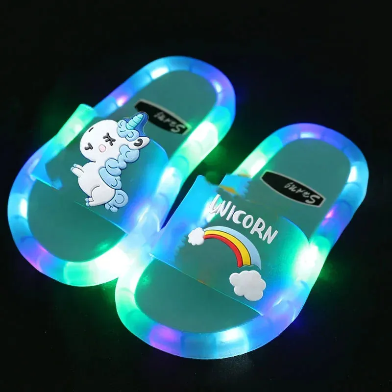 Children's Lighted Slippers with a Unicorn Design for Boys and Girls