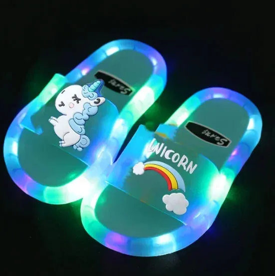 Children's Lighted Slippers with a Unicorn Design for Boys and Girls