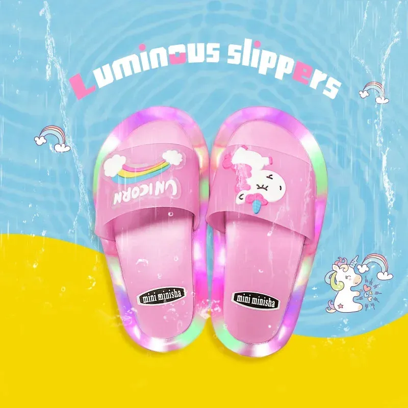 Children's Lighted Slippers with a Unicorn Design for Boys and Girls
