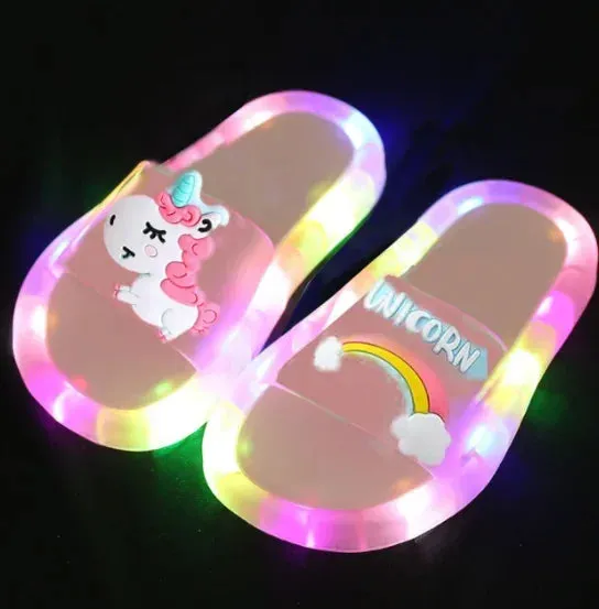 Children's Lighted Slippers with a Unicorn Design for Boys and Girls