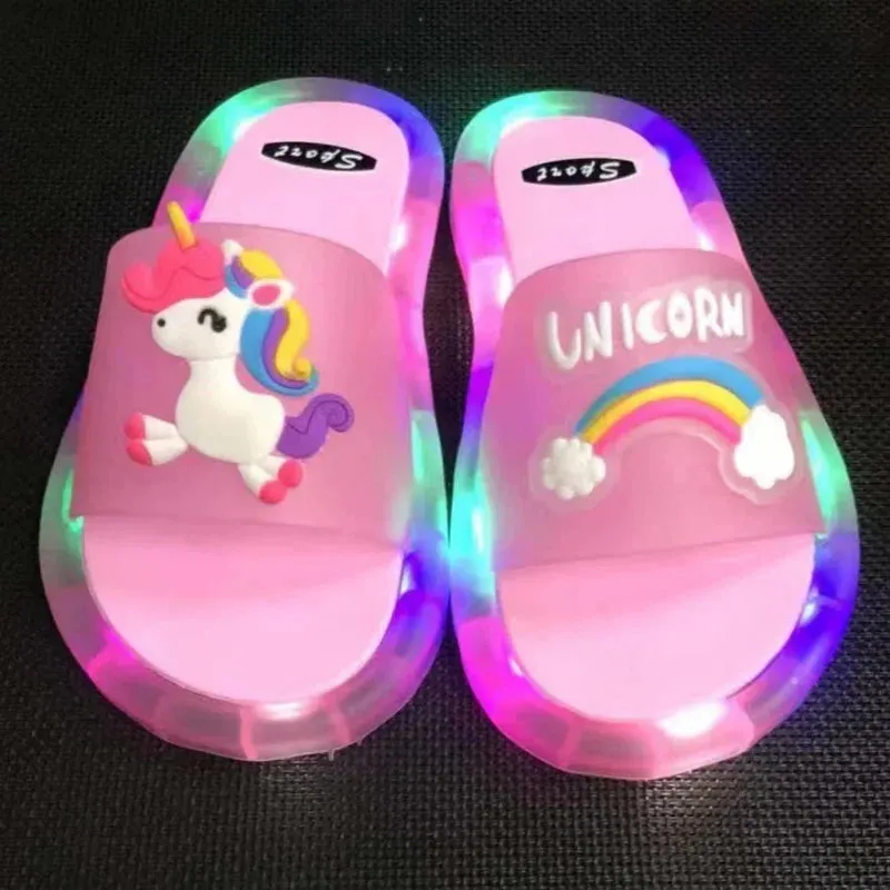 Children's Lighted Slippers with a Unicorn Design for Boys and Girls