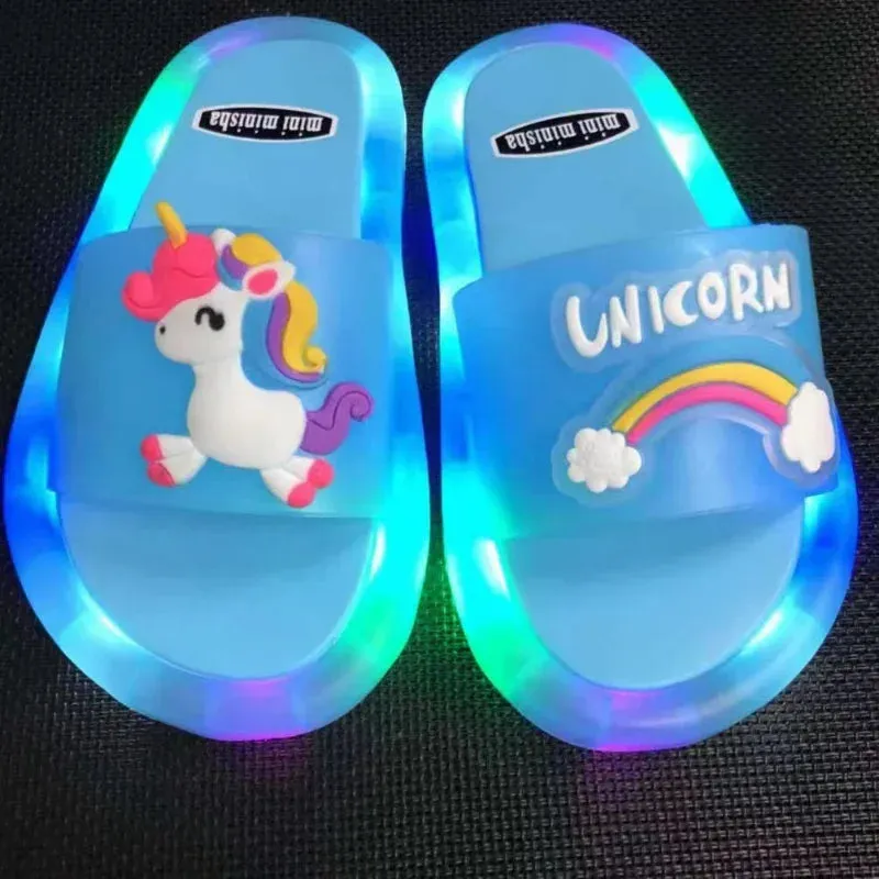 Children's Lighted Slippers with a Unicorn Design for Boys and Girls