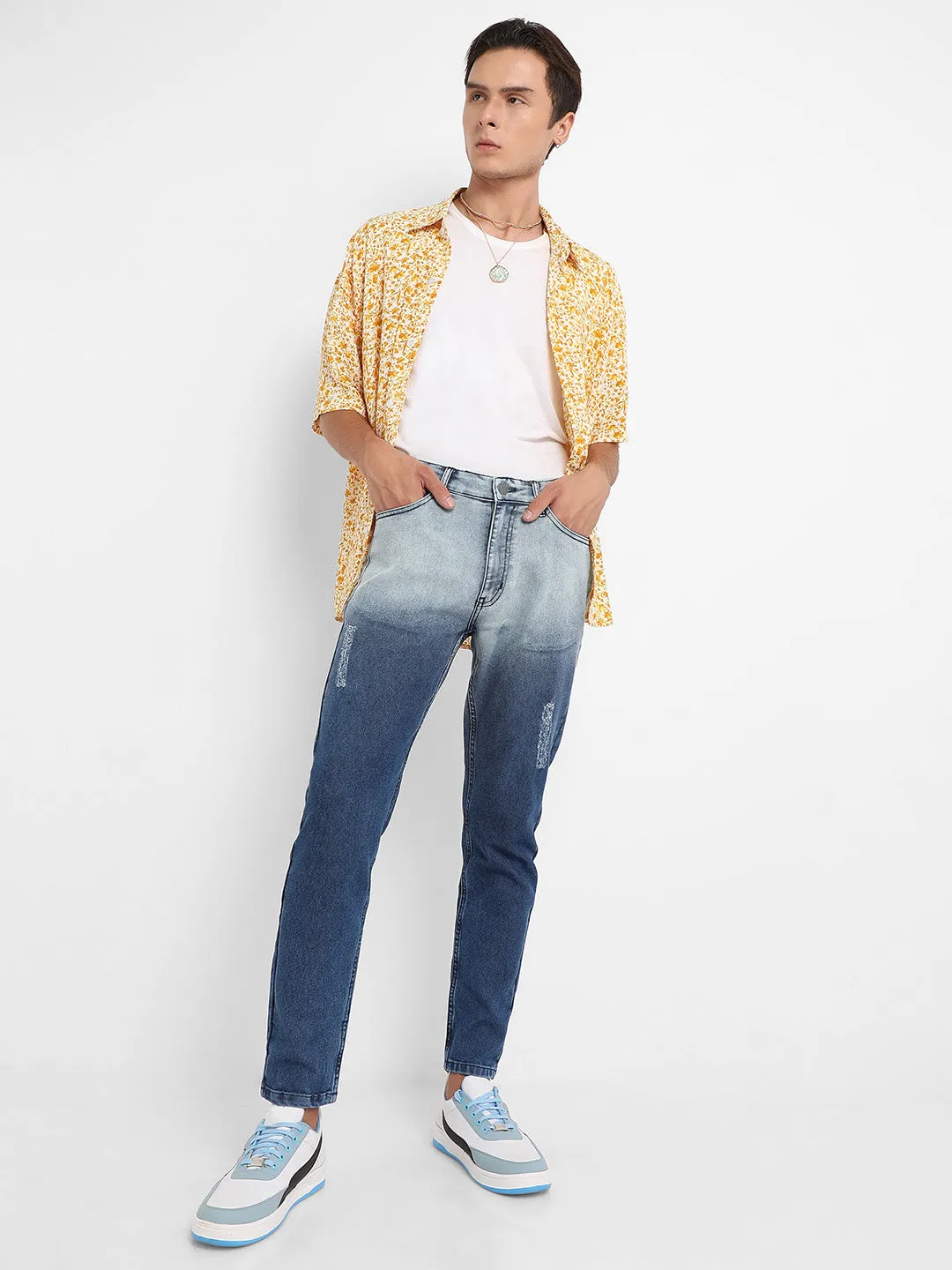 Contrast Ombre Denim Jeans
