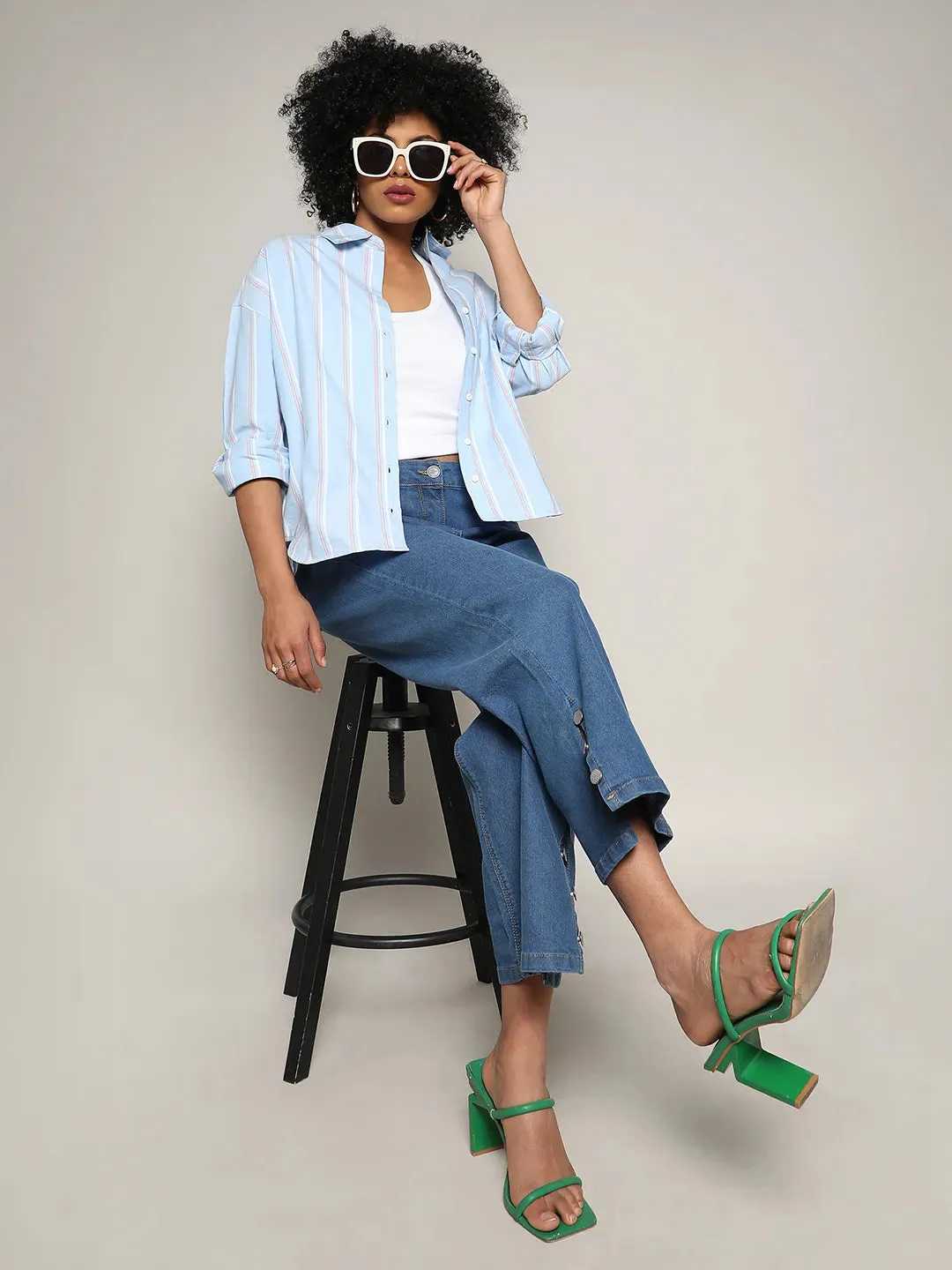 Contrast Striped Boxy Shirt