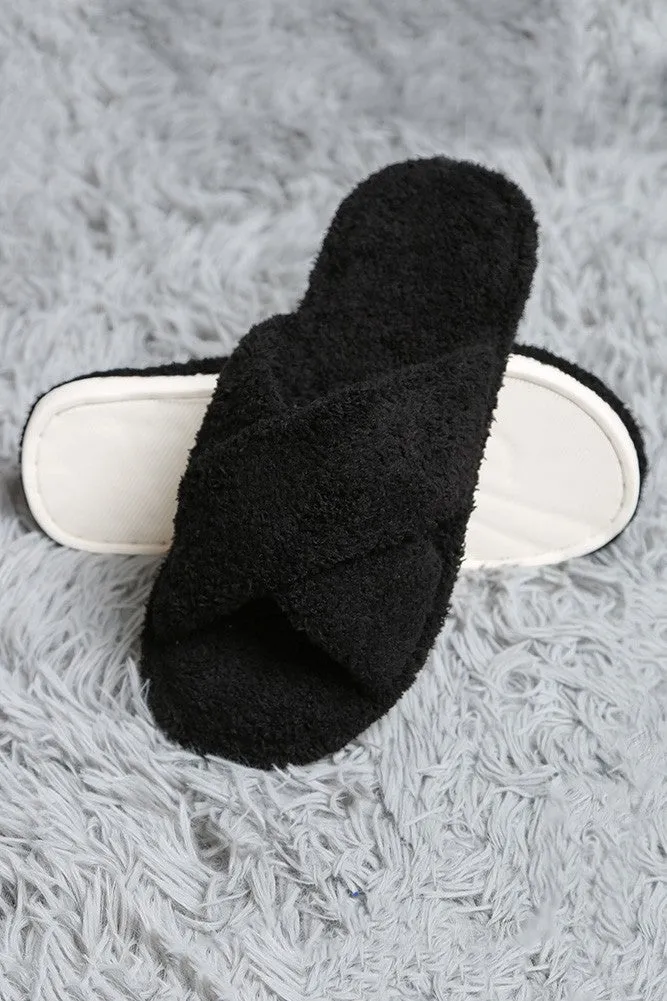 Criss Cross Slippers in Black