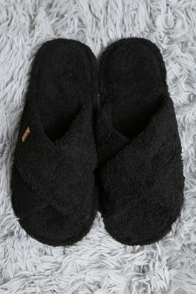Criss Cross Slippers in Black