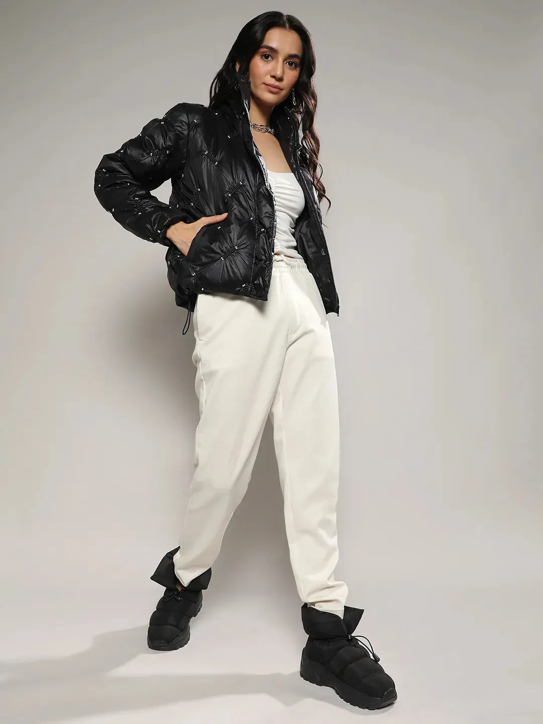 Diamond Quilt Puffler Jacket