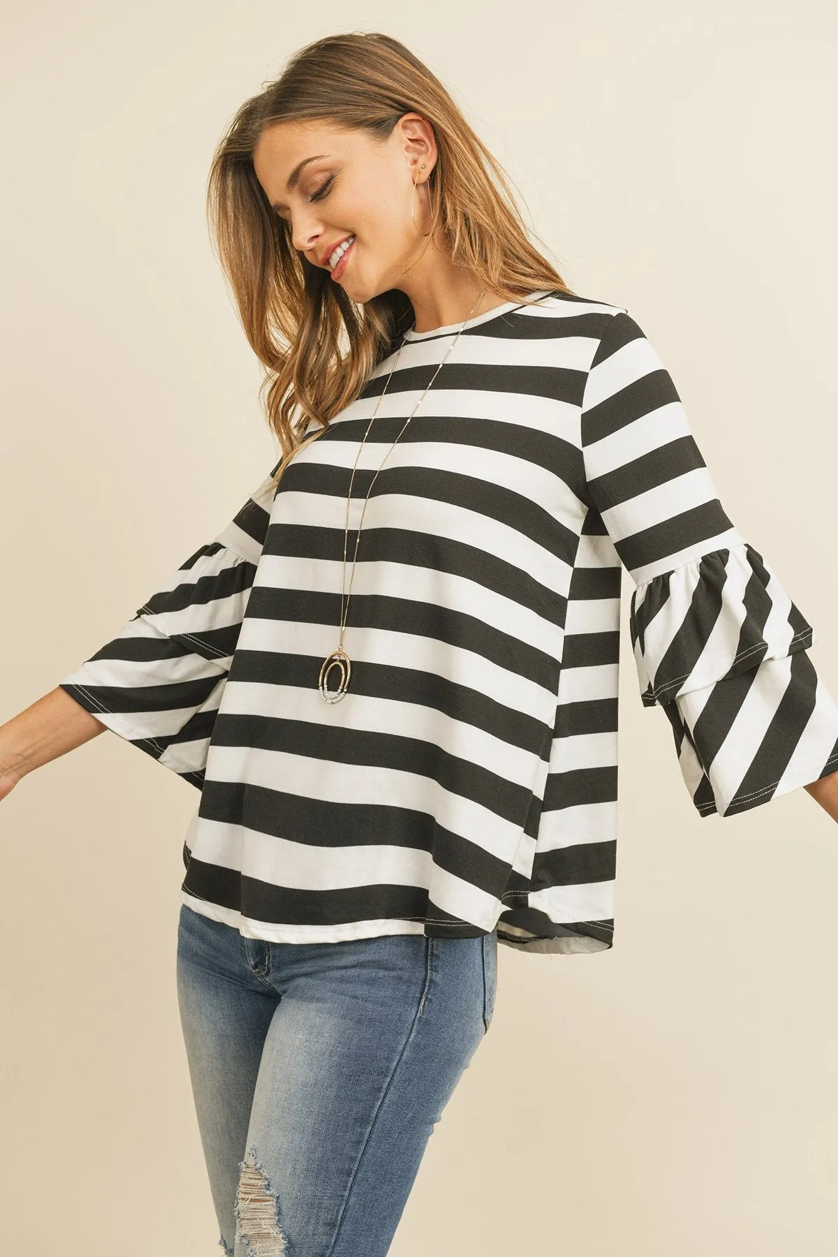 Double Ruffle Long Sleeve Top