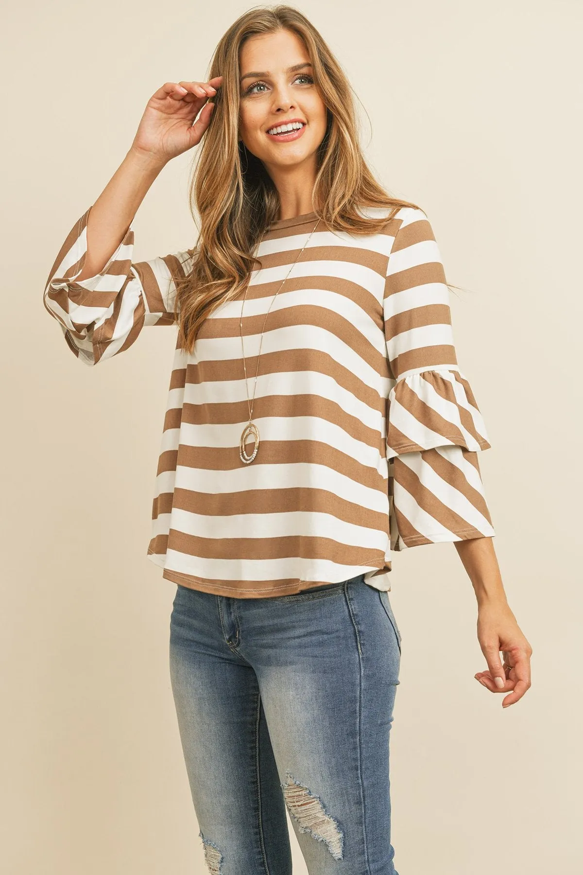Double Ruffle Long Sleeve Top
