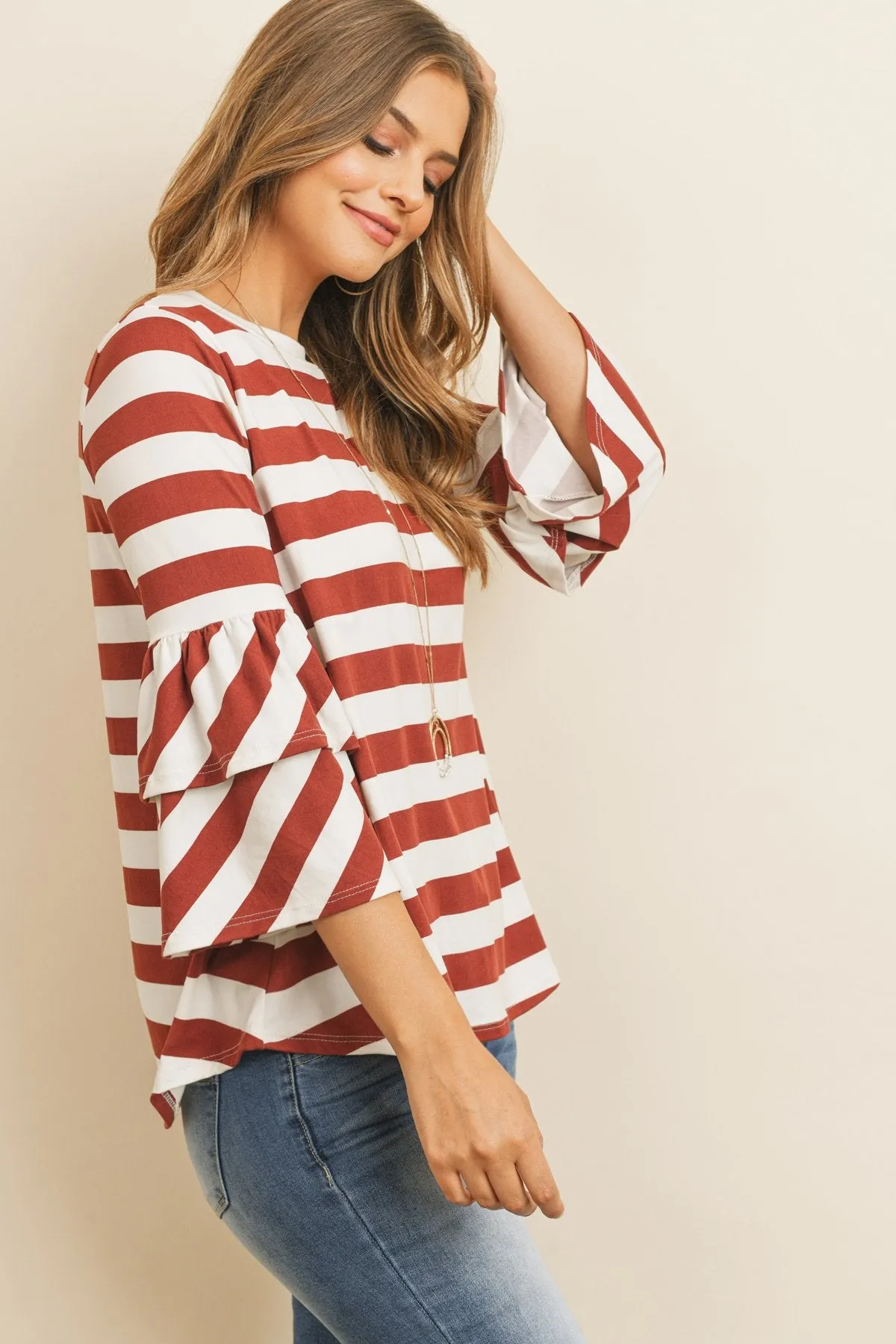 Double Ruffle Long Sleeve Top