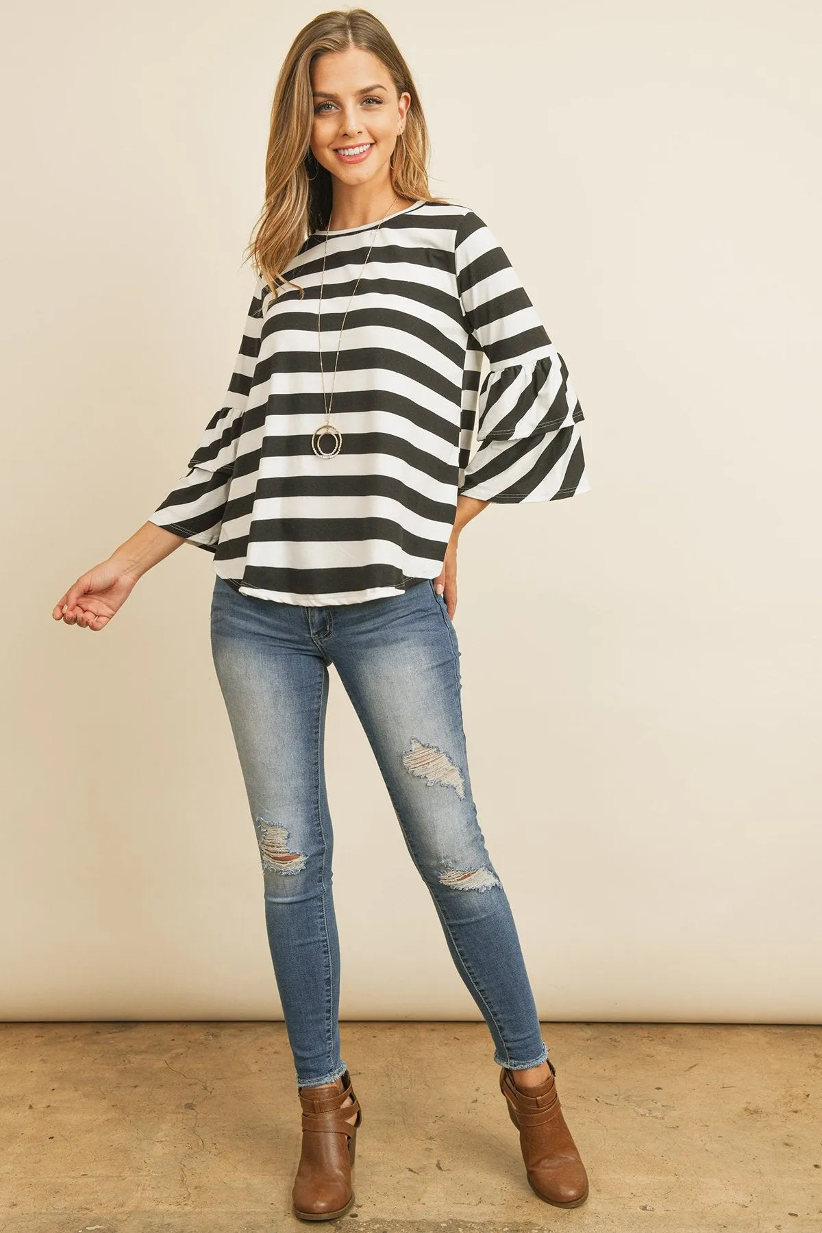 Double Ruffle Long Sleeve Top
