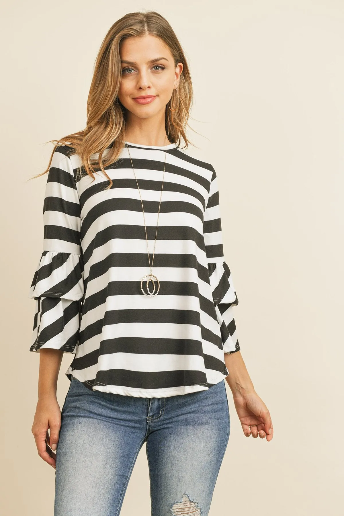 Double Ruffle Long Sleeve Top