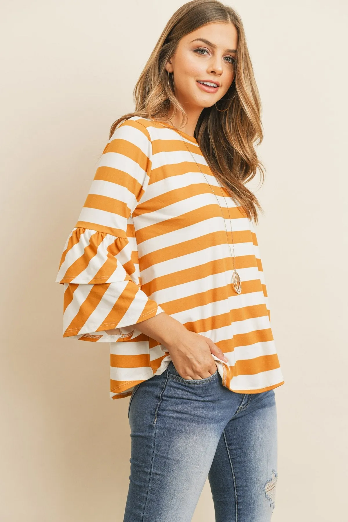 Double Ruffle Long Sleeve Top