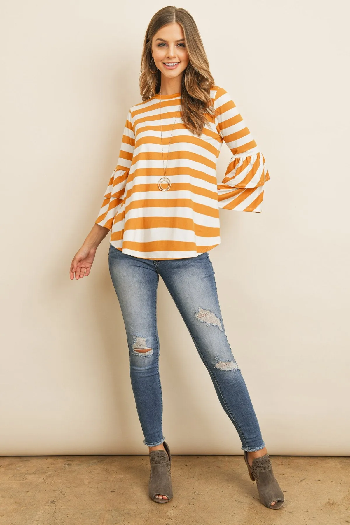 Double Ruffle Long Sleeve Top