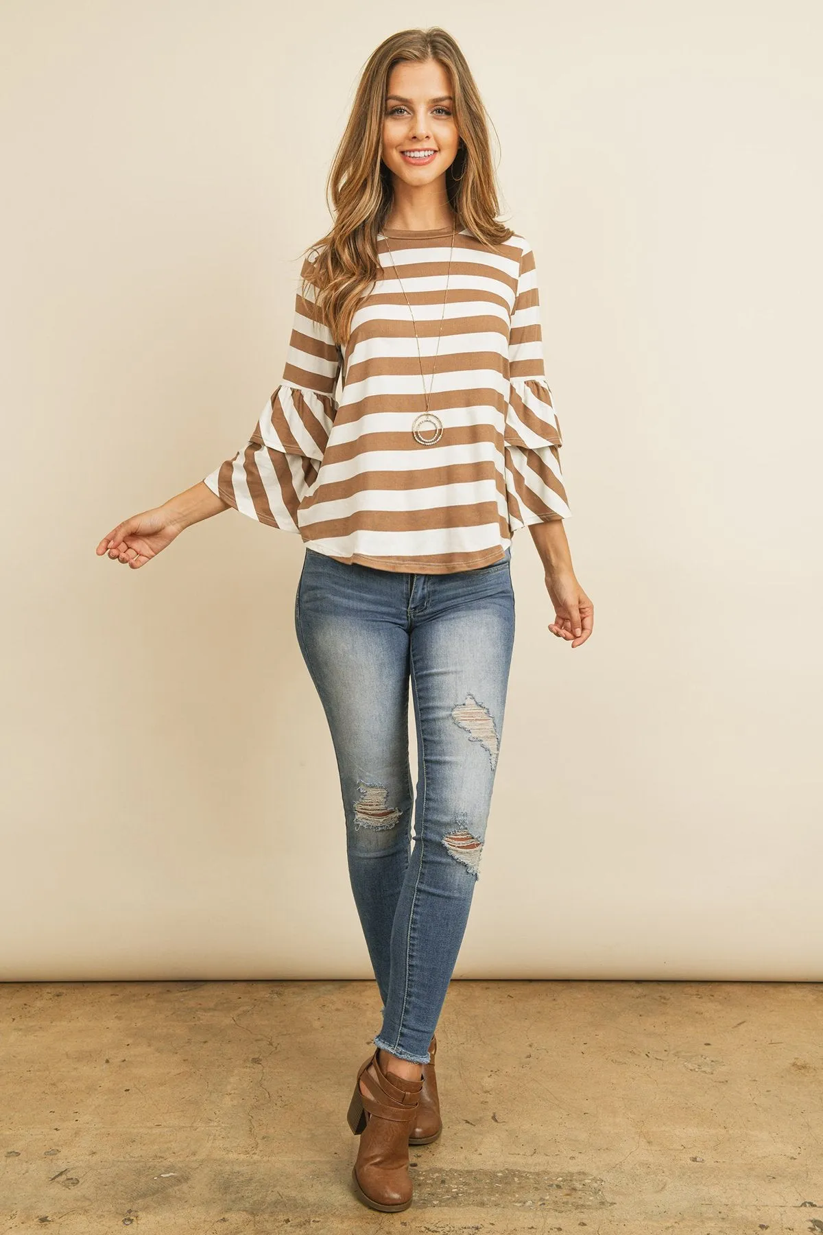Double Ruffle Long Sleeve Top