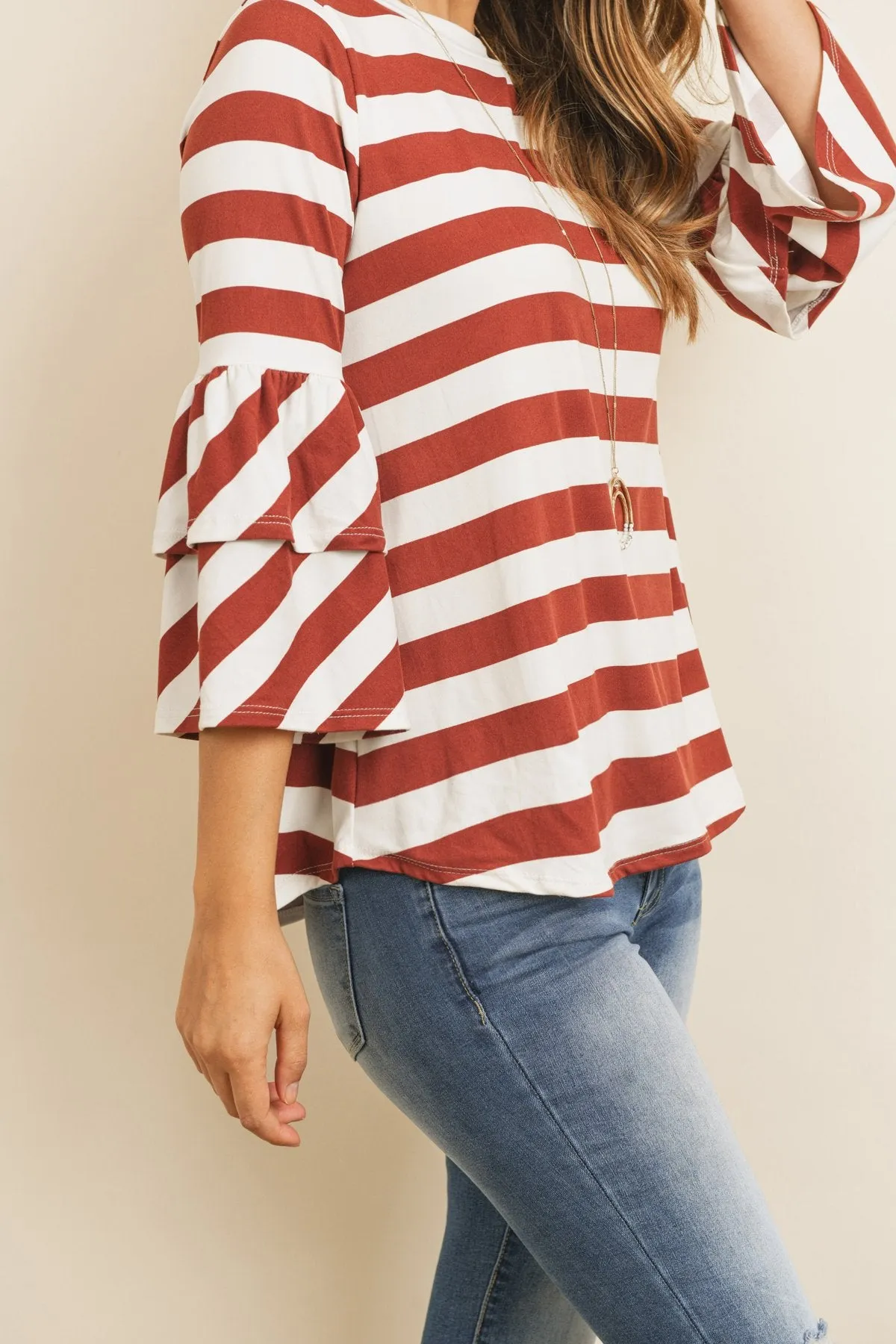 Double Ruffle Long Sleeve Top