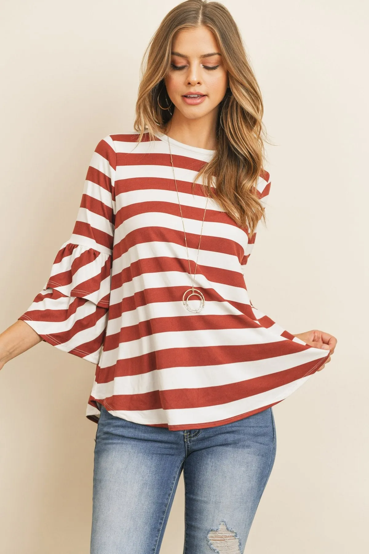 Double Ruffle Long Sleeve Top