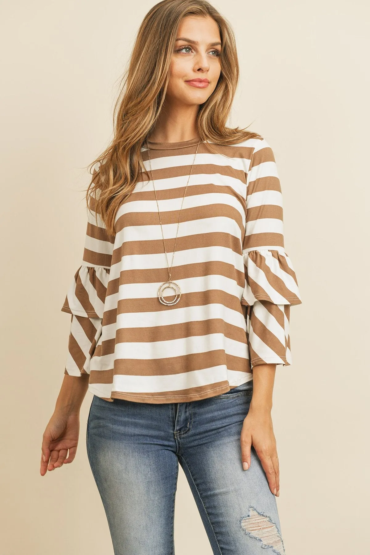 Double Ruffle Long Sleeve Top