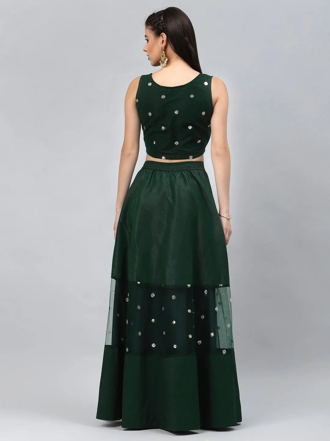 Dupion and Net Sequin Embroidered Lehenga Set