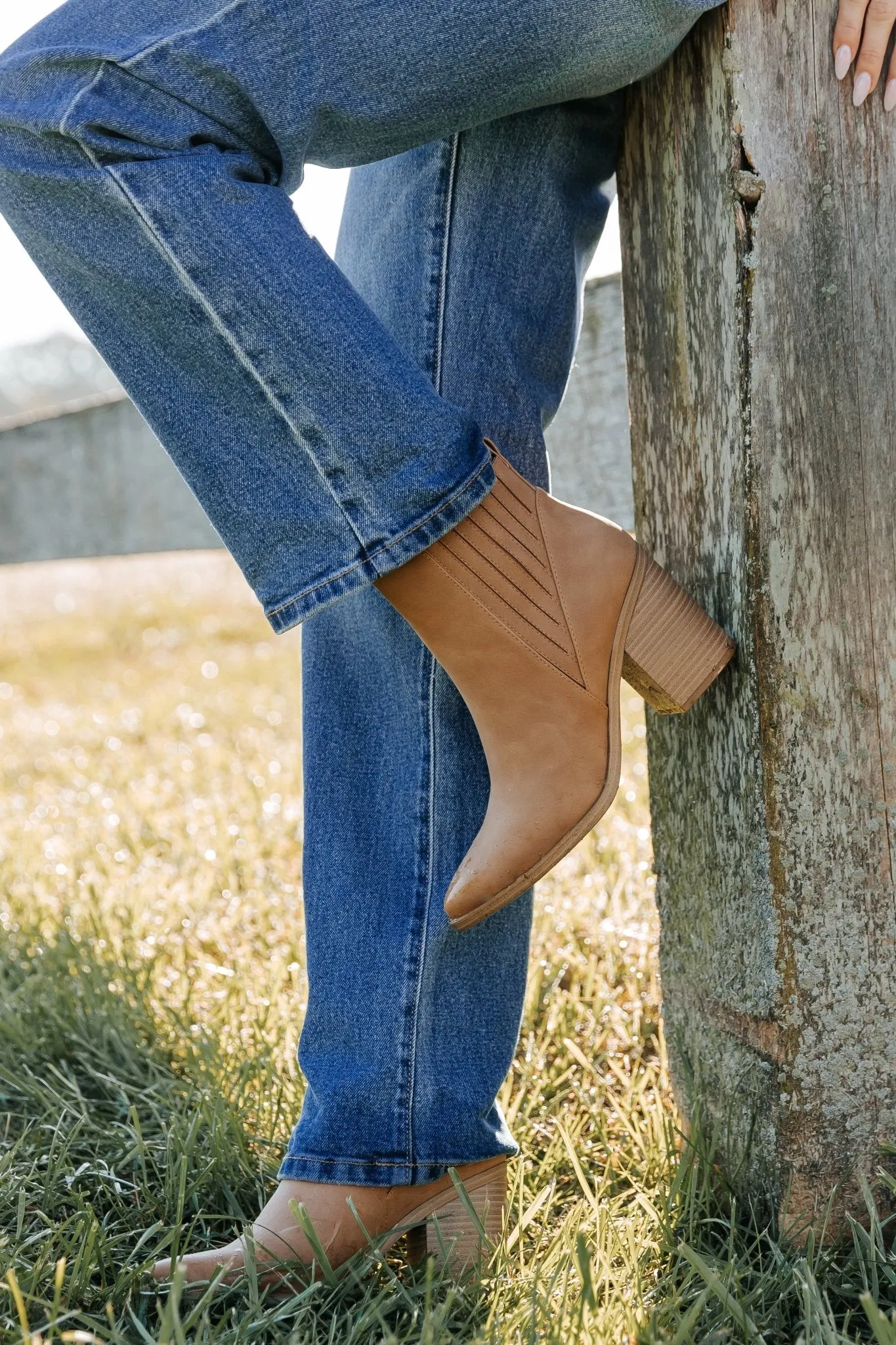 Duvets Stacked Heel Booties - Coffee - FINAL SALE