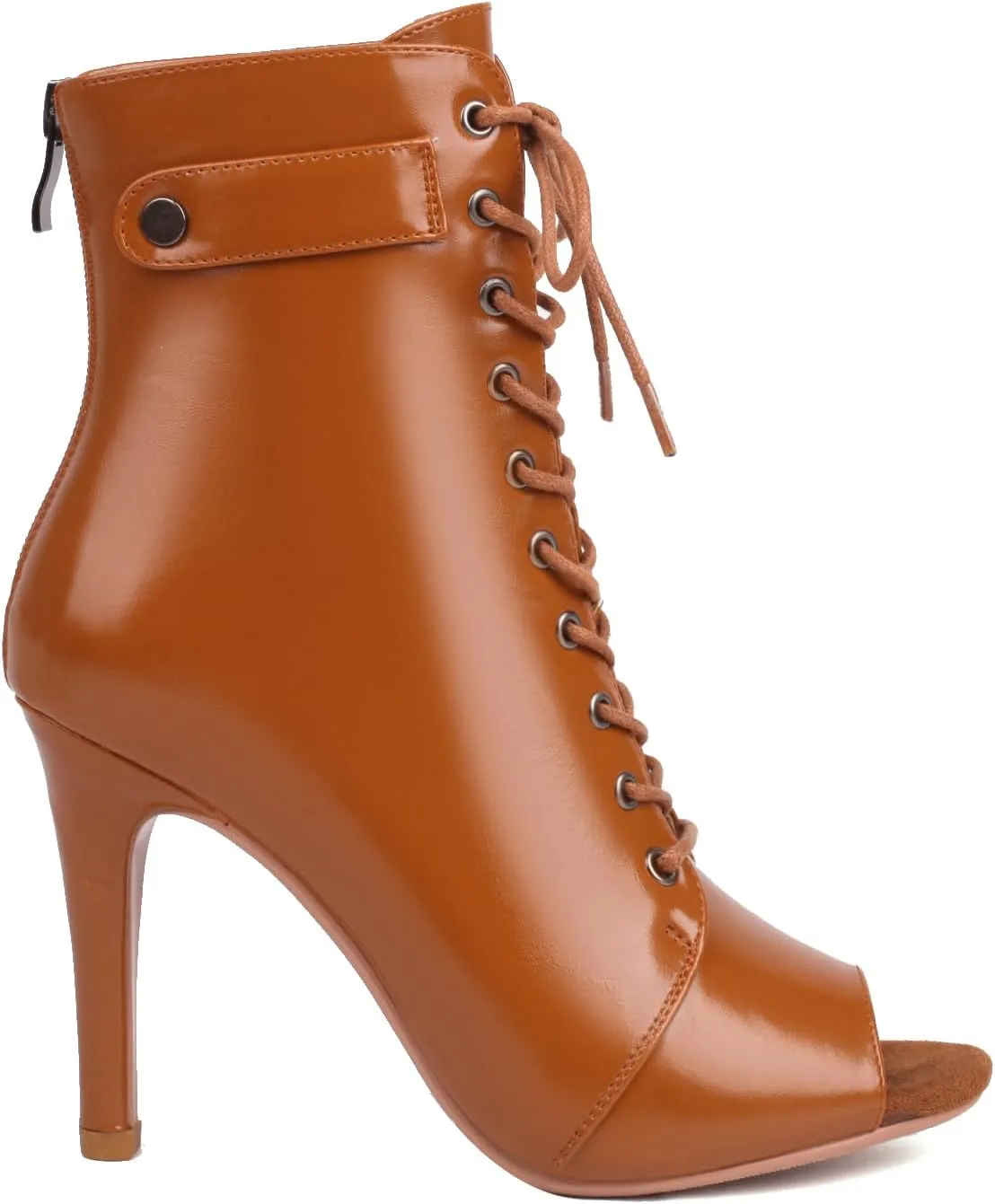 FENIKUSU Women's Latin Dance Shoes High Heels Sexy Stilettos for Ballroom Peep-toe Ankle Boots Model F26