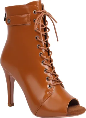 FENIKUSU Women's Latin Dance Shoes High Heels Sexy Stilettos for Ballroom Peep-toe Ankle Boots Model F26